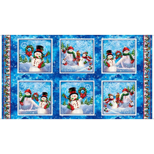 Snowman fabric panel, Christmas novelty fabric panel, Snowman picture patch The Quilt Sanctuary