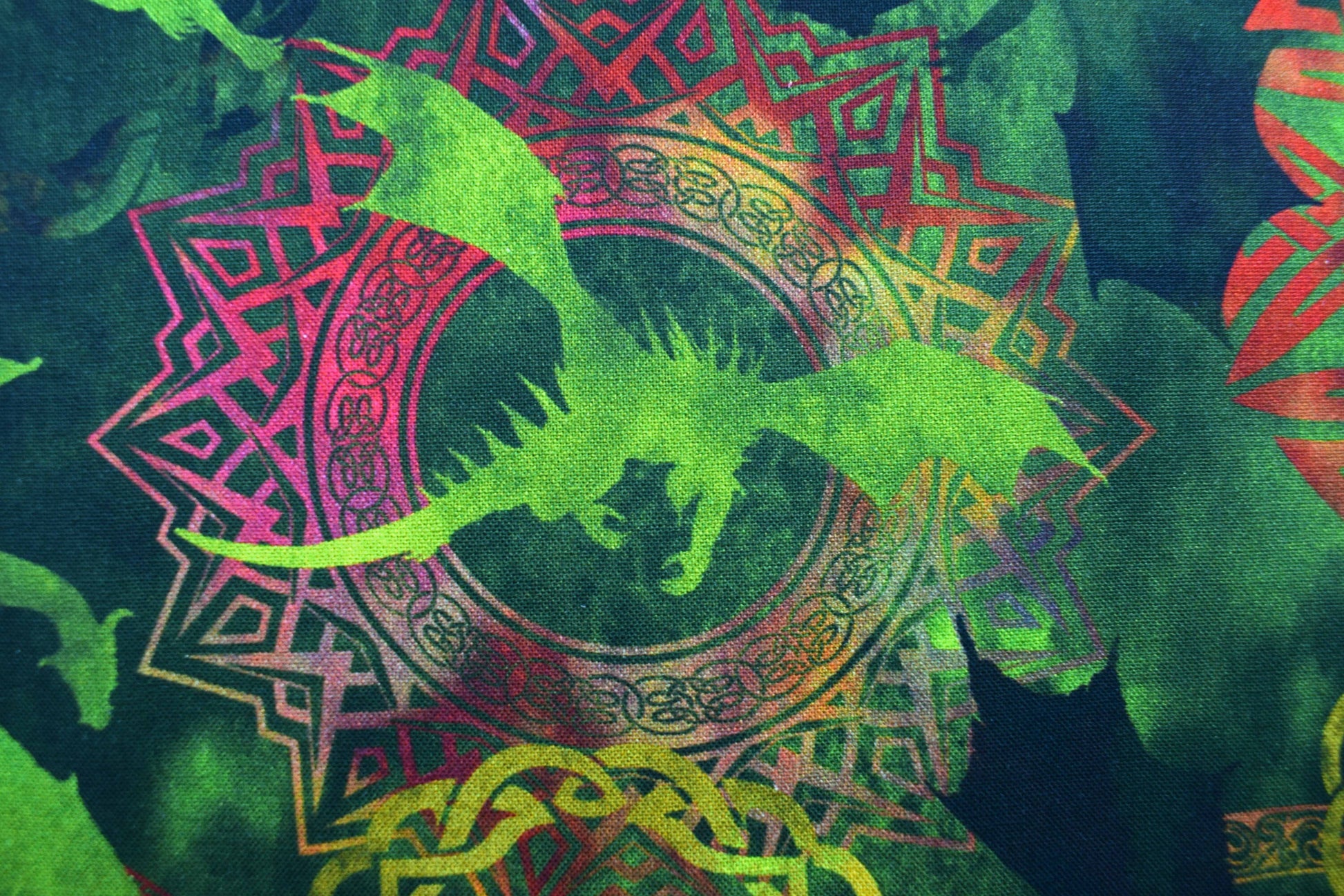 Green Celtic Dragon fabric , Quilting fabric, The ancients - Price by the Half Metre The Quilt Sanctuary