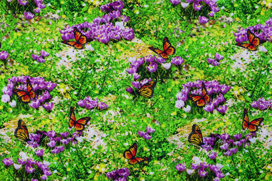 Butterfly and Crocus fabric, Quilting fabric, cotton fabric, Spring Steam - Price by the Half Metre The Quilt Sanctuary