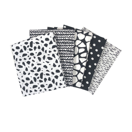 Abstract black and white fat Quarter Bundle, blender fabric, quilting fabric, The Quilt Sanctuary