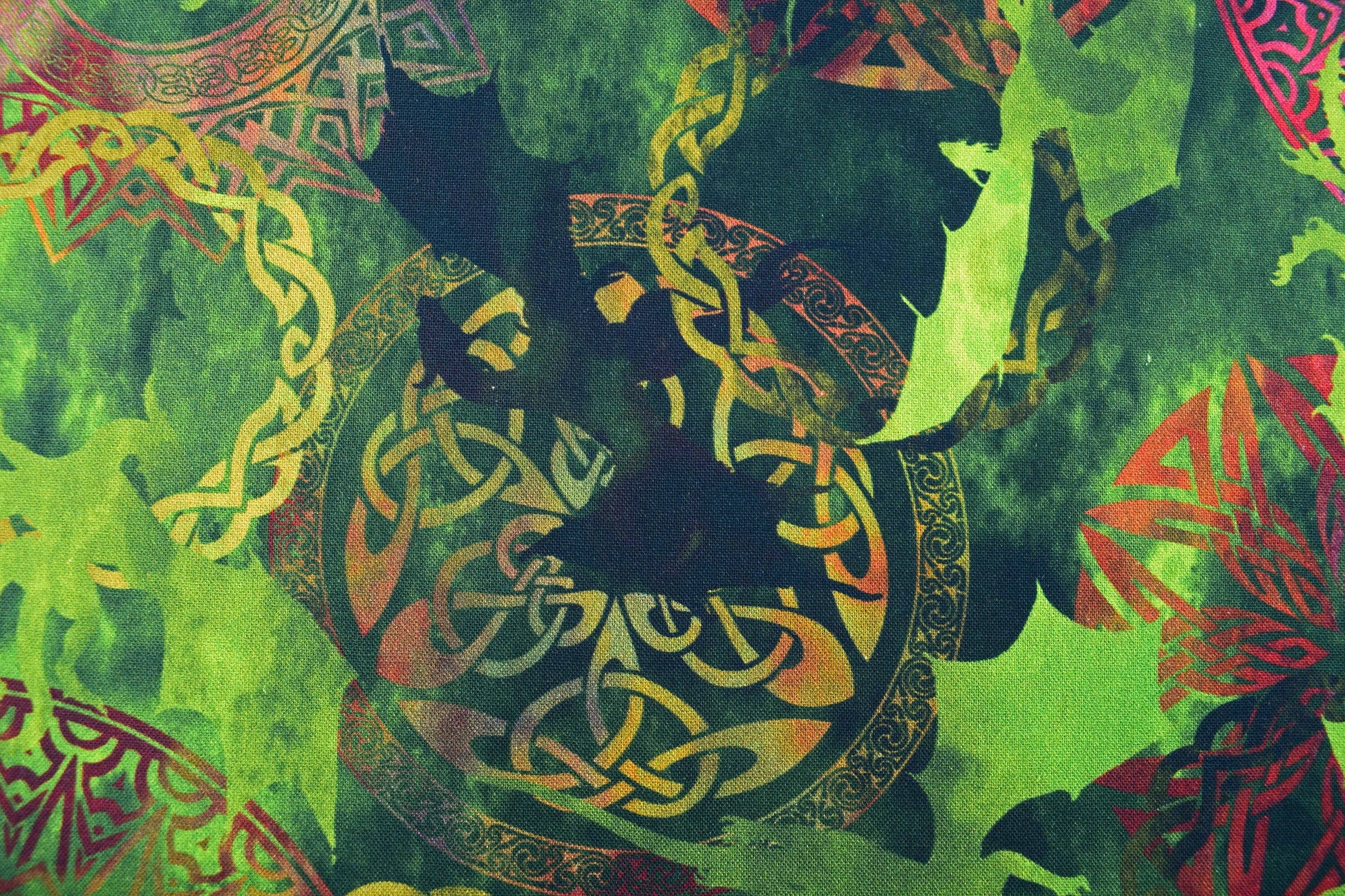 Green Celtic Dragon fabric , Quilting fabric, The ancients - Price by the Half Metre The Quilt Sanctuary