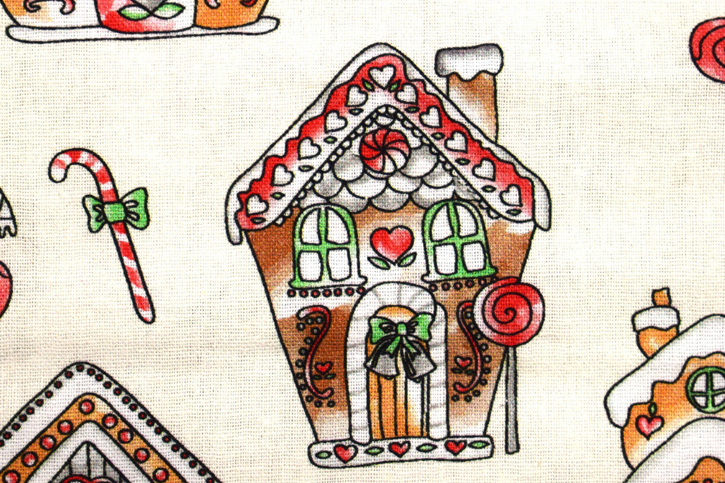 Gingerbread house Fabric, Traditional Christmas fabric, quilting fabric, - Price by the Half Metre The Quilt Sanctuary