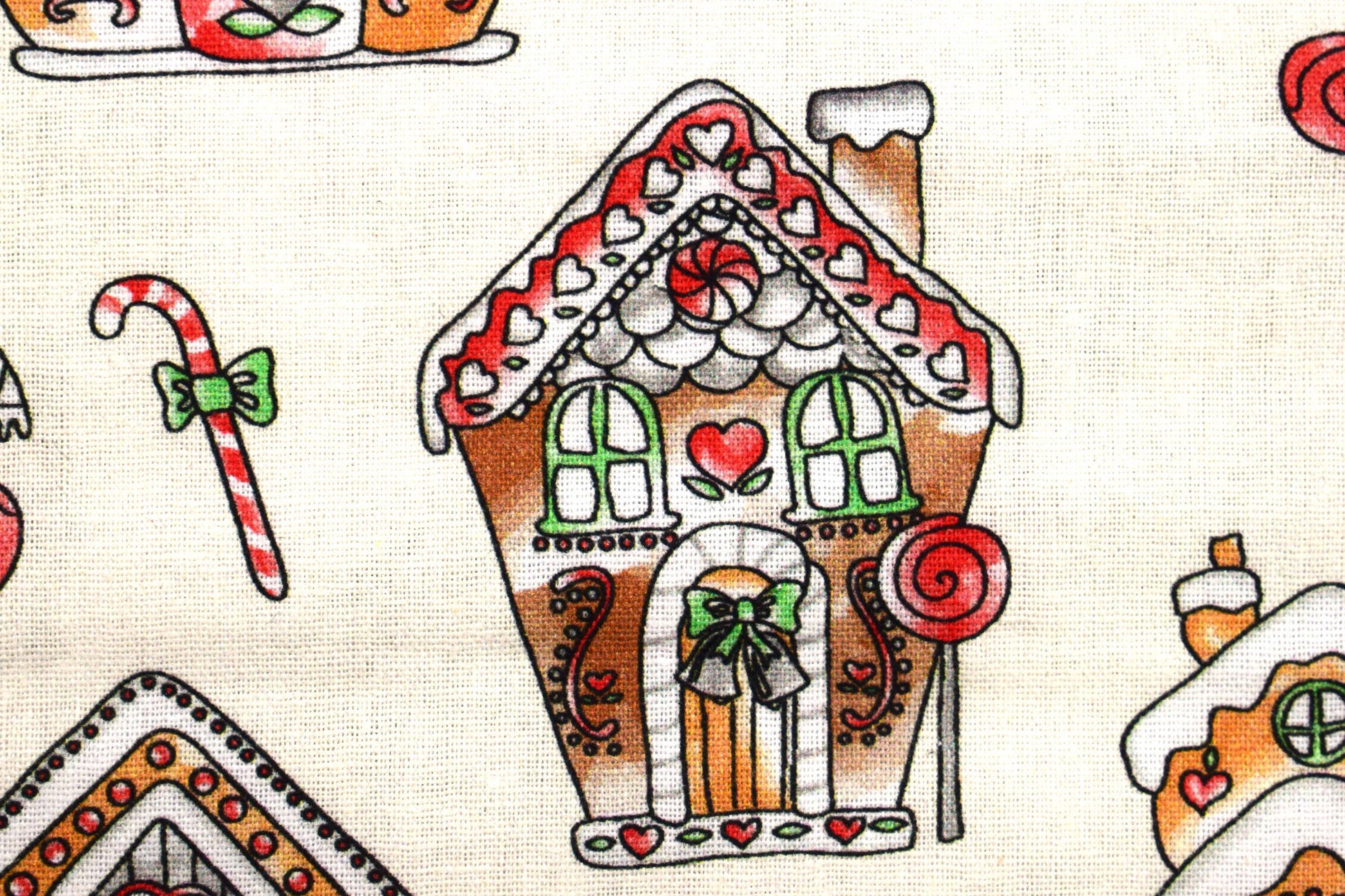 Gingerbread house Fabric, Traditional Christmas fabric, quilting fabric, - Price by the Half Metre The Quilt Sanctuary