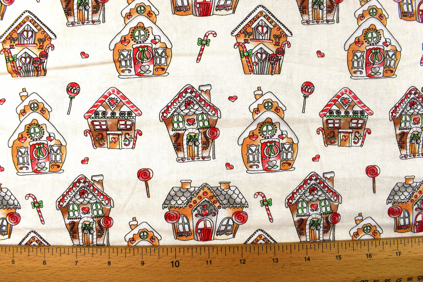 Gingerbread house Fabric, Traditional Christmas fabric, quilting fabric, - Price by the Half Metre The Quilt Sanctuary