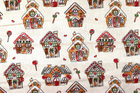 Gingerbread house Fabric, Traditional Christmas fabric, quilting fabric, - Price by the Half Metre The Quilt Sanctuary