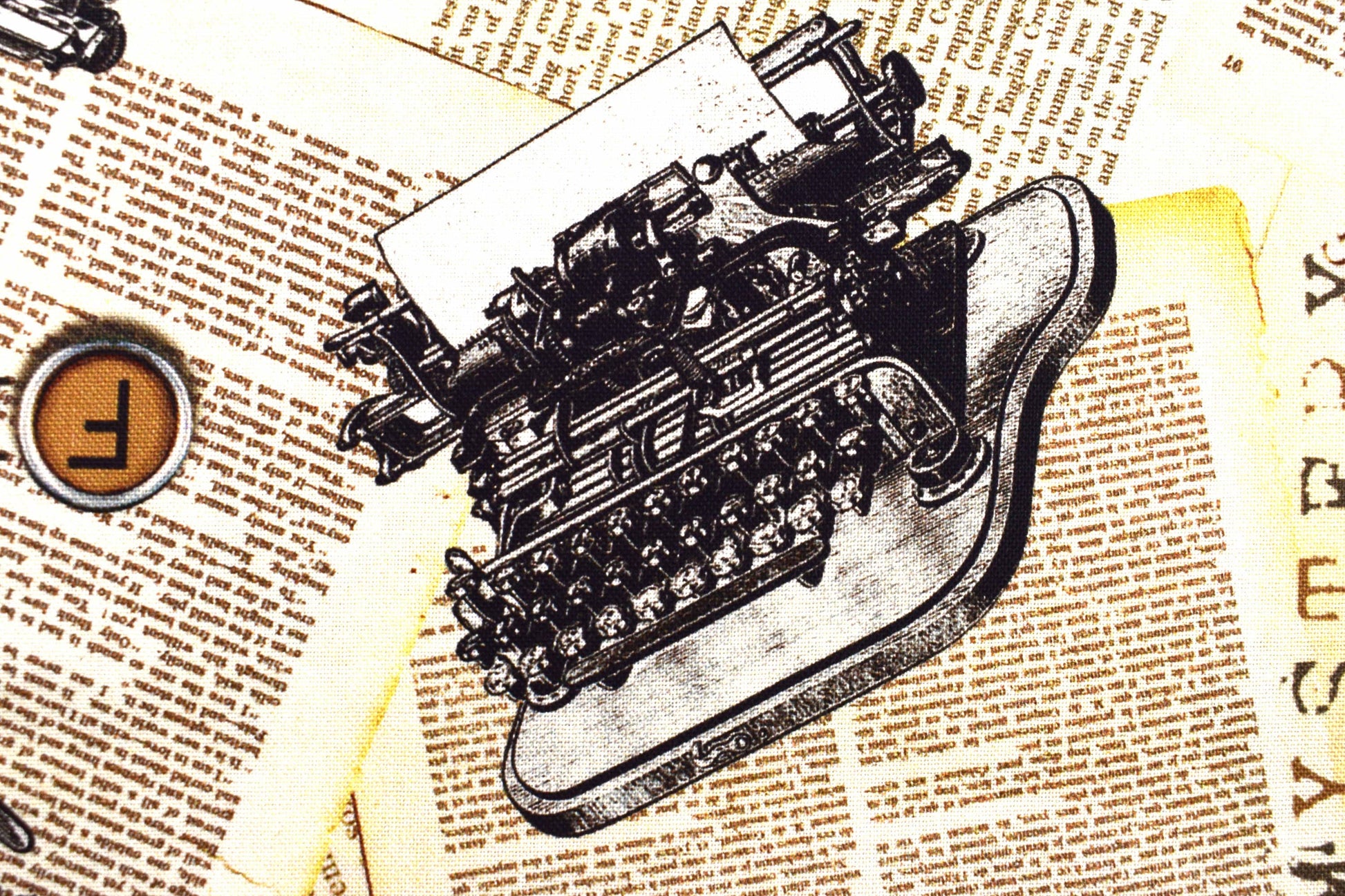 Typewriter quilting fabric, letter fabric, book page fabric - price per half metre The Quilt Sanctuary