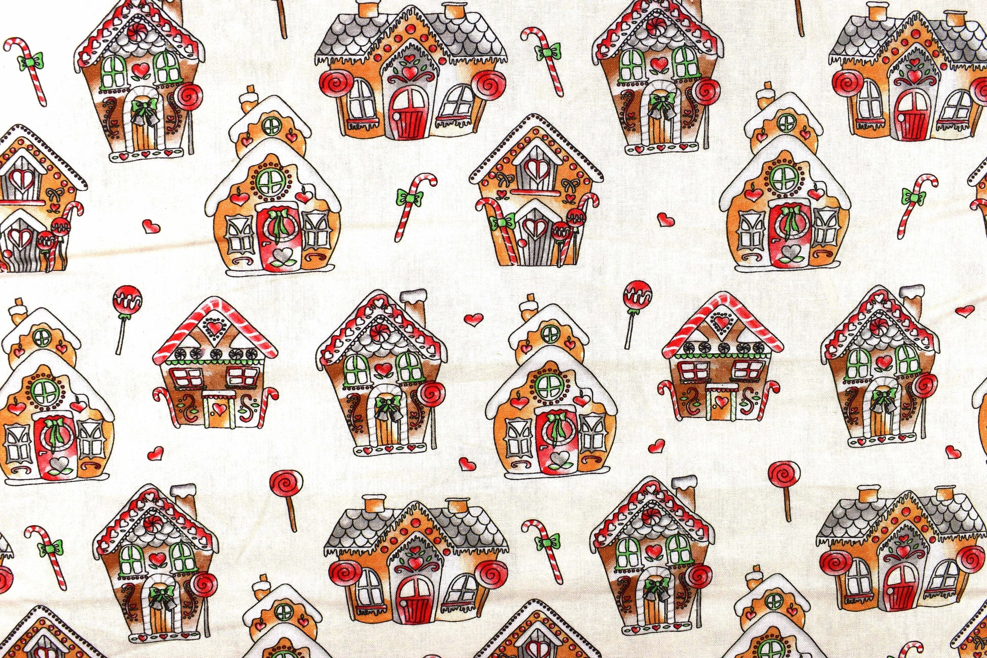 Gingerbread house Fabric, Traditional Christmas fabric, quilting fabric, - Price by the Half Metre The Quilt Sanctuary
