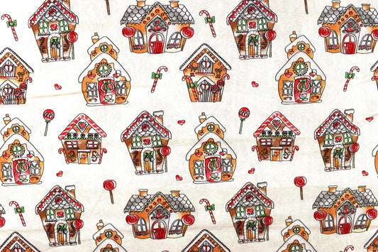 Gingerbread house Fabric, Traditional Christmas fabric, quilting fabric, - Price by the Half Metre The Quilt Sanctuary
