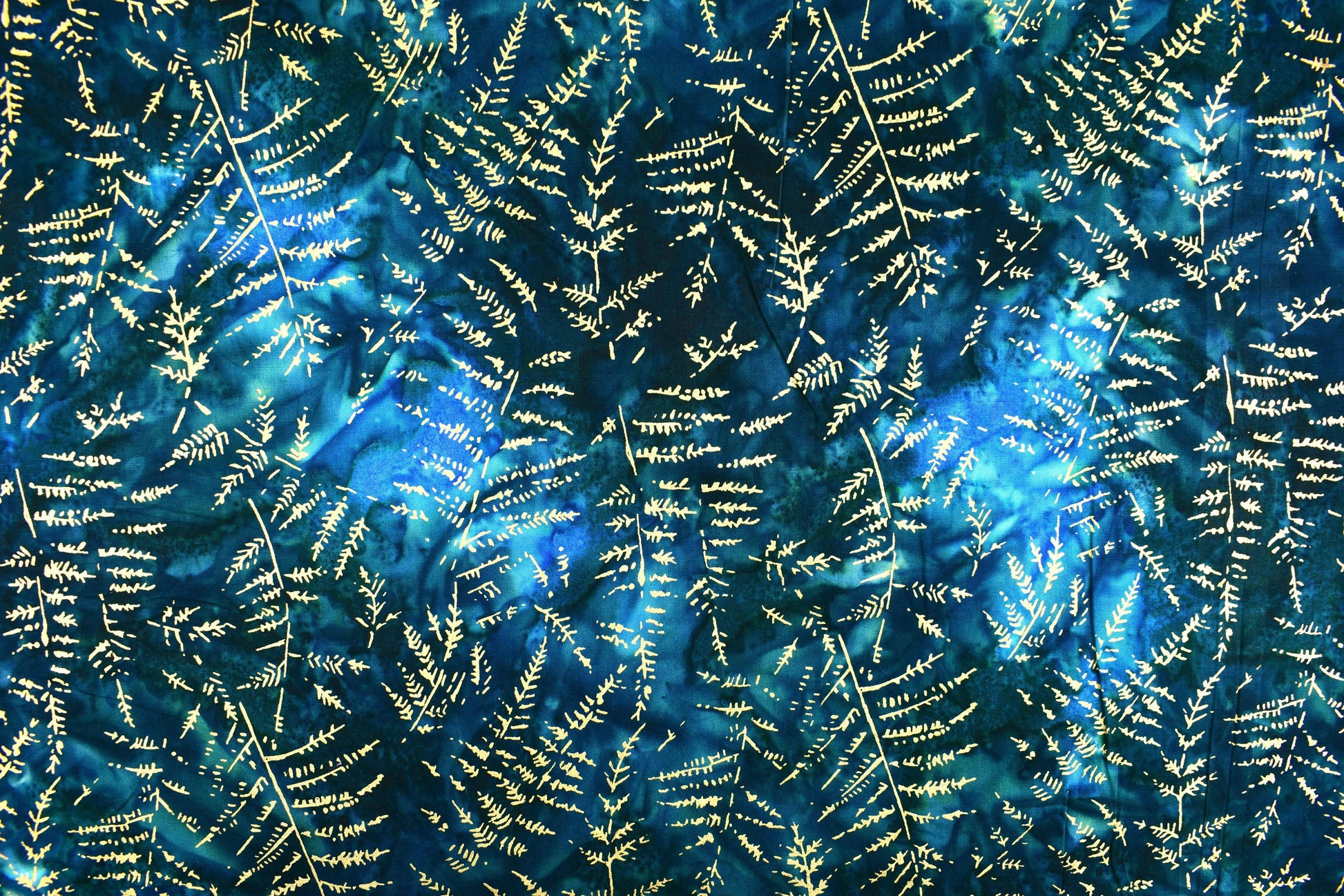 Wizard Metallic Ferns Batik, Tonga batiks, quilting fabric - Price by the Half Metre The Quilt Sanctuary
