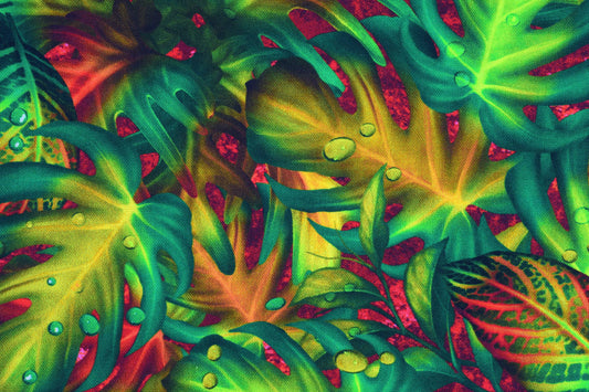 Rain forest fabric, Quilting fabric, cotton fabric, tropical foliage fabric, Price by the Half Metre The Quilt Sanctuary