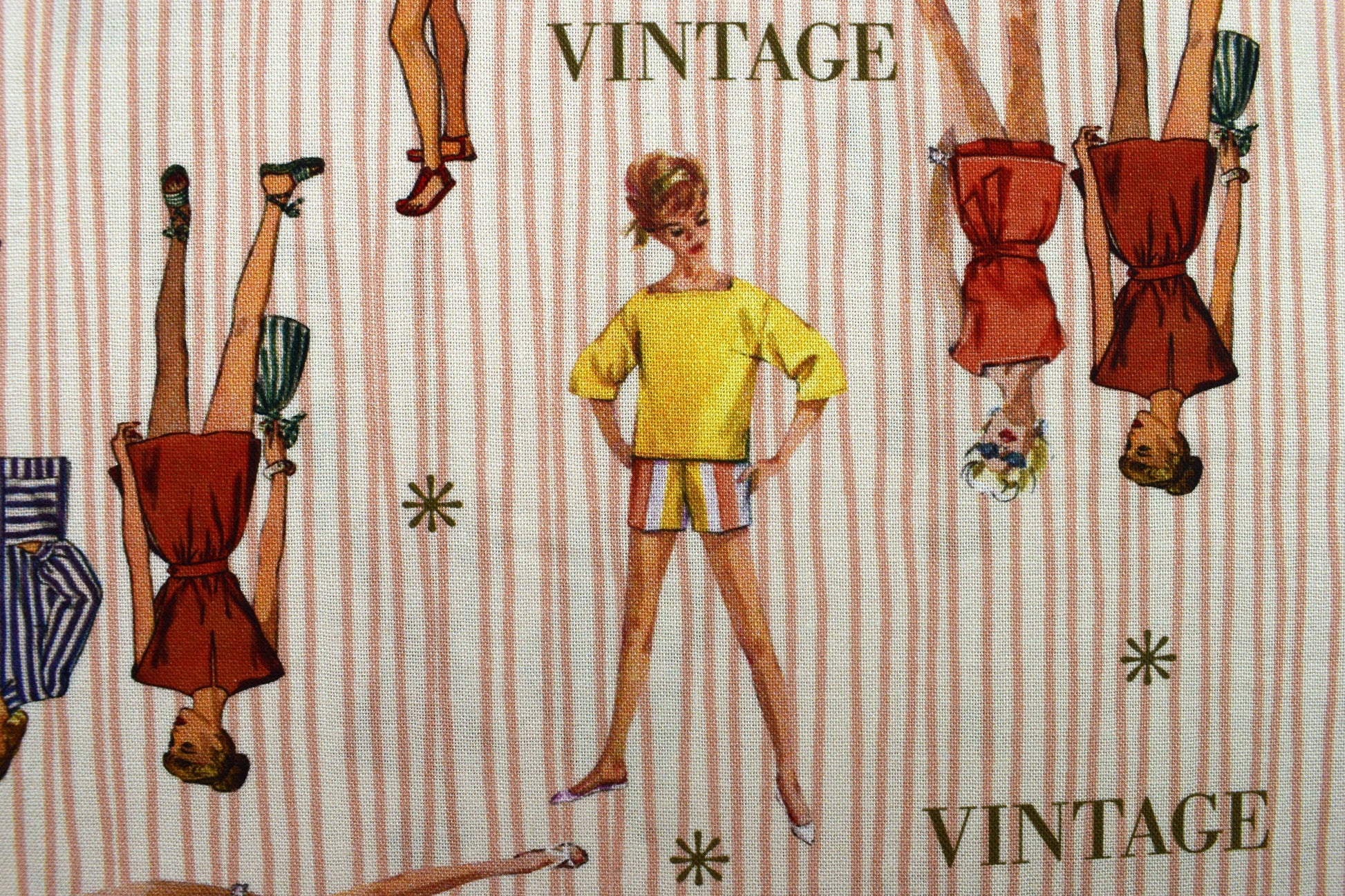 coastal stripes Fabric, Simplicity vintage fabrics, At the beach 1950's fashion, quilting fabric - Price by the Half Metre The Quilt Sanctuary