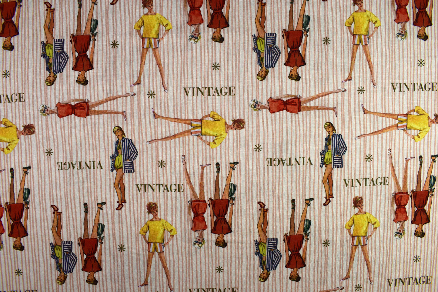 coastal stripes Fabric, Simplicity vintage fabrics, At the beach 1950's fashion, quilting fabric - Price by the Half Metre The Quilt Sanctuary