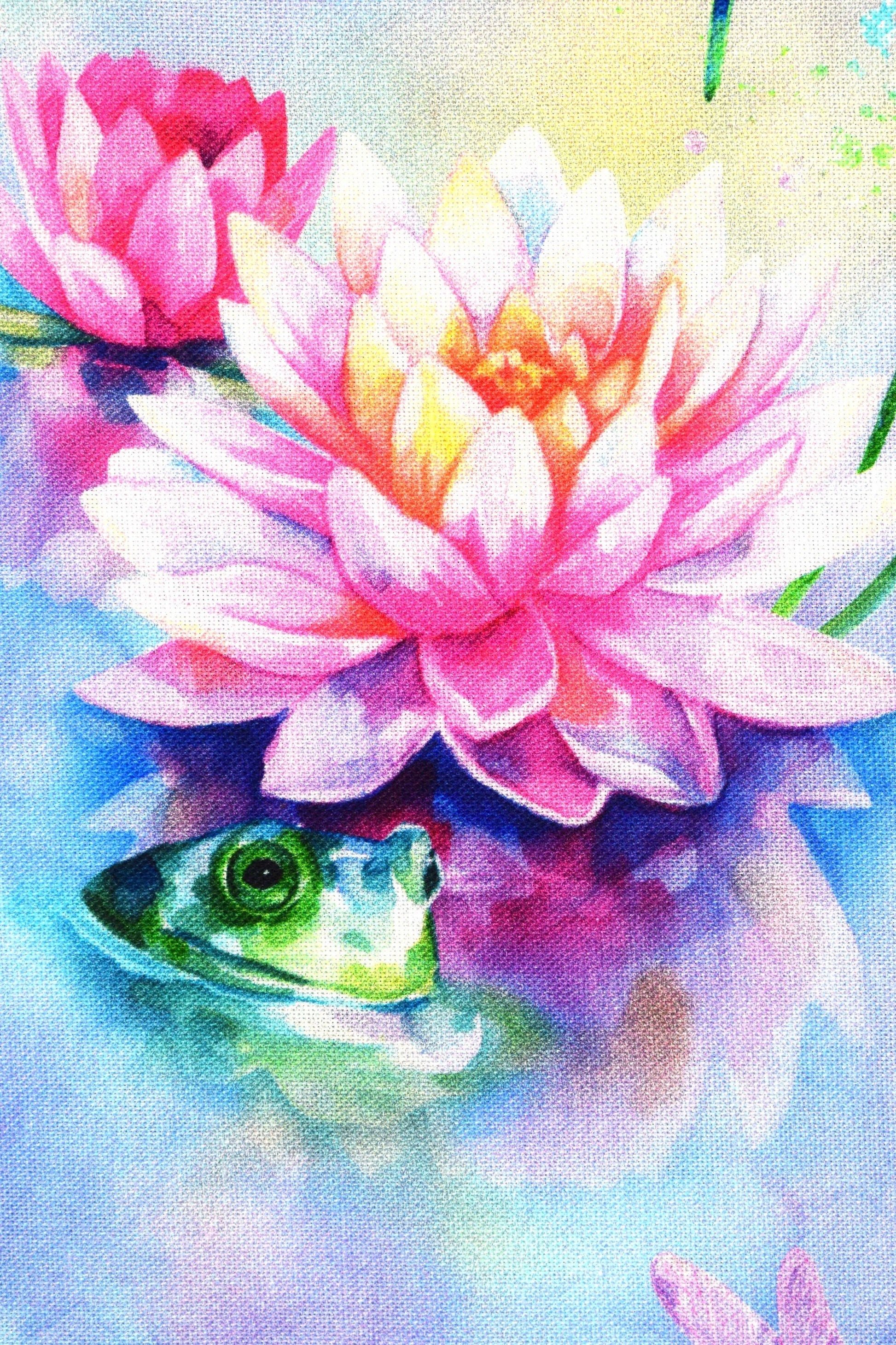 water lily fabric, Frog fabric, Quilting fabric, cotton fabric, Hoffman fabrics - Price by the Half Metre The Quilt Sanctuary