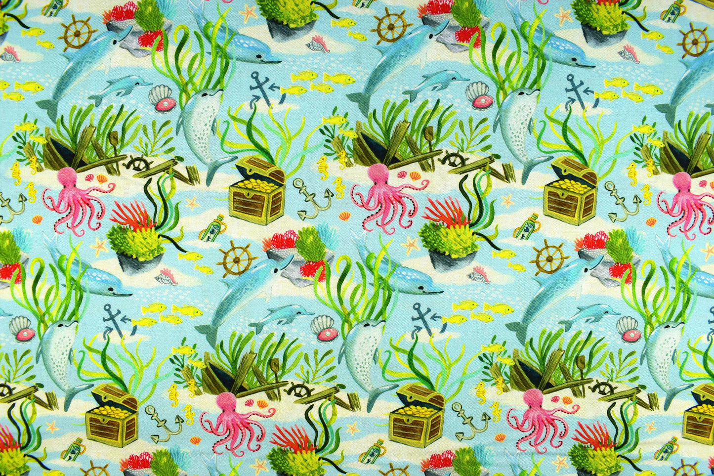 Ocean floor fabric, Merman Fabric , Quilting fabric, cotton fabric, You're a catch by Dear Stella - Price by the Half Metre The Quilt Sanctuary