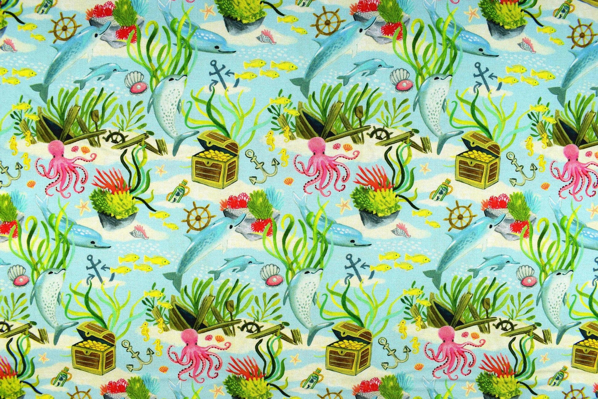 Ocean floor fabric, Merman Fabric , Quilting fabric, cotton fabric, You're a catch by Dear Stella - Price by the Half Metre The Quilt Sanctuary