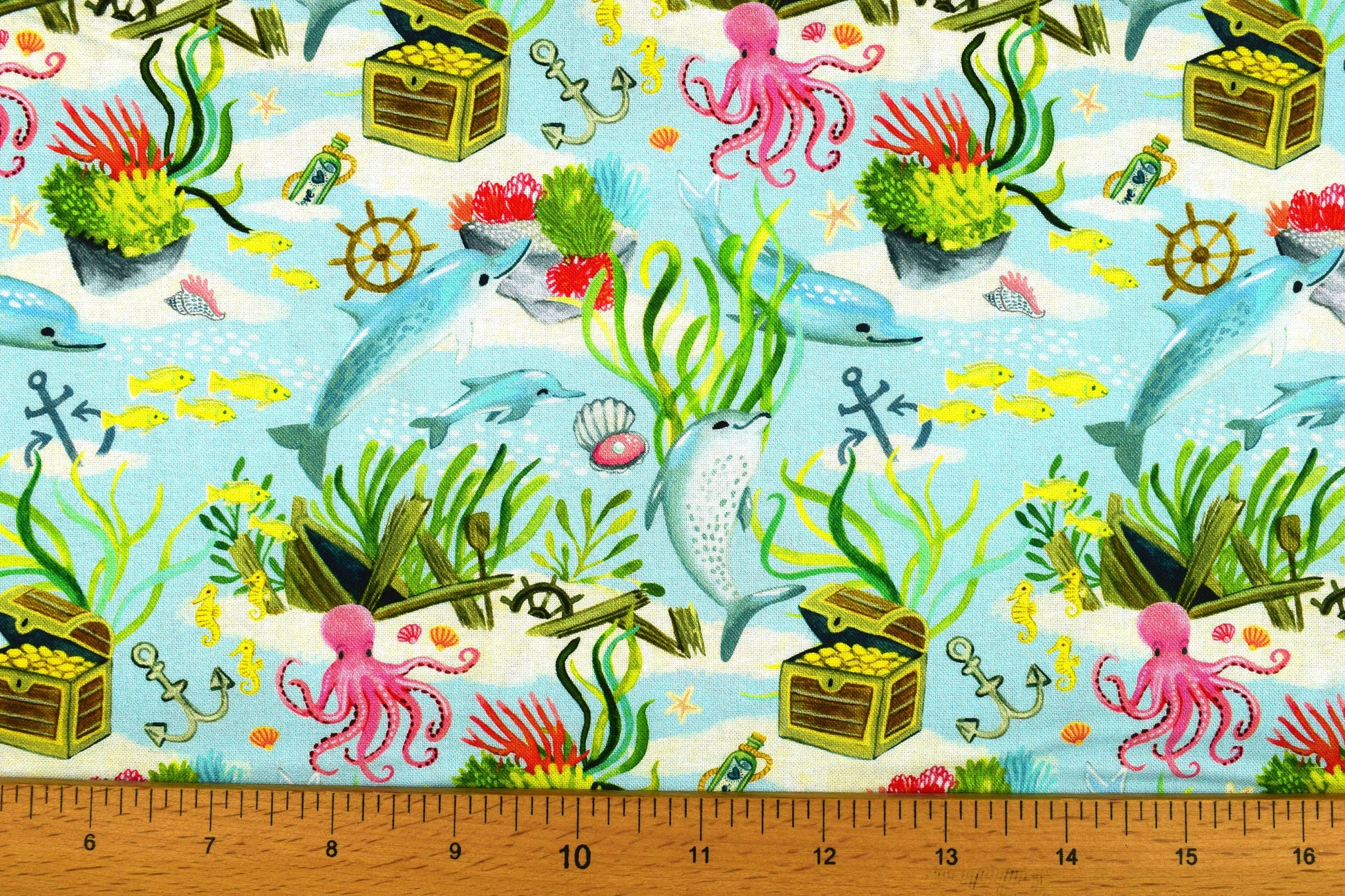 Ocean floor fabric, Merman Fabric , Quilting fabric, cotton fabric, You're a catch by Dear Stella - Price by the Half Metre The Quilt Sanctuary