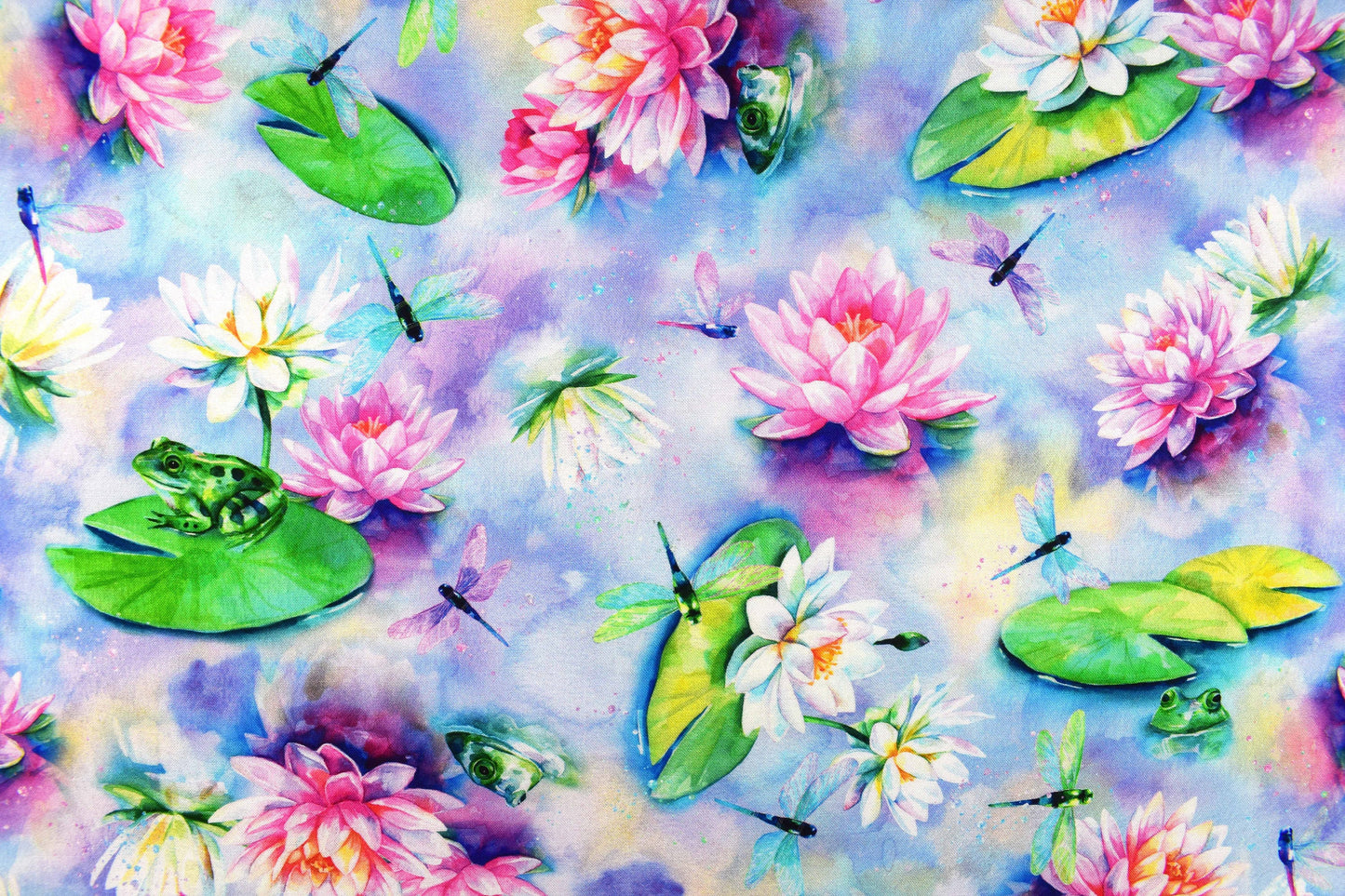 water lily fabric, Frog fabric, Quilting fabric, cotton fabric, Hoffman fabrics - Price by the Half Metre The Quilt Sanctuary