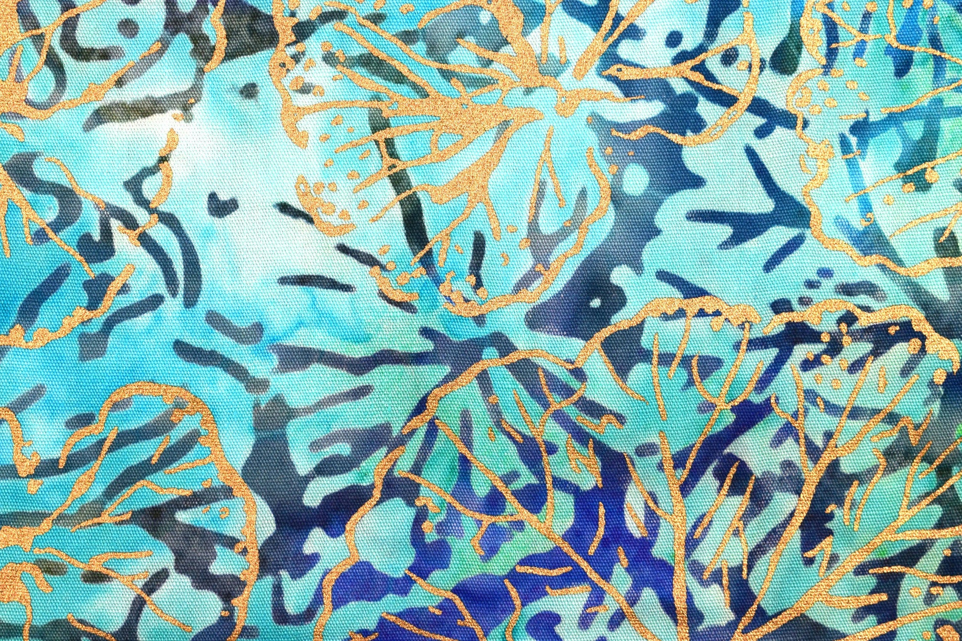 turquoise batik, charm Metallic floral Batik, Tonga batiks, quilting fabric, - Price by the Half Metre The Quilt Sanctuary