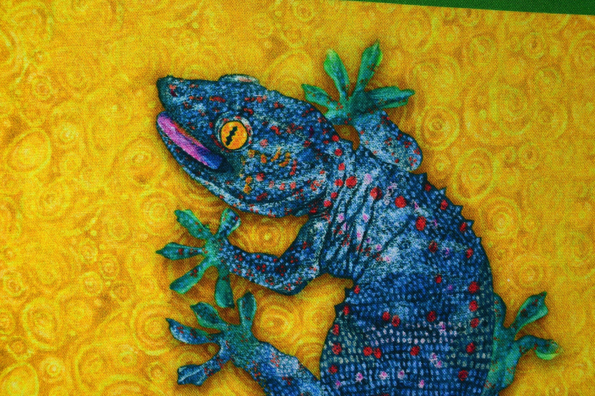 Chameleon picture patch, Quilting panel, colourful chameleons, fabric panel The Quilt Sanctuary
