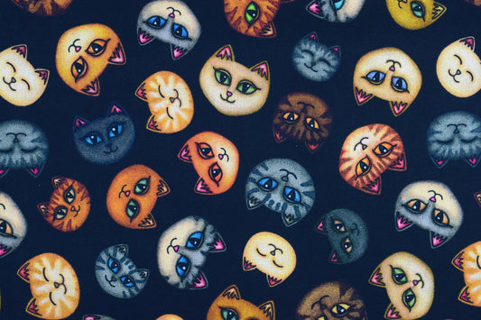 cat portrait fabric, Quilting fabric, cotton fabric, quilting treasures, feline fabric, Meow - Price by the Half Metre The Quilt Sanctuary