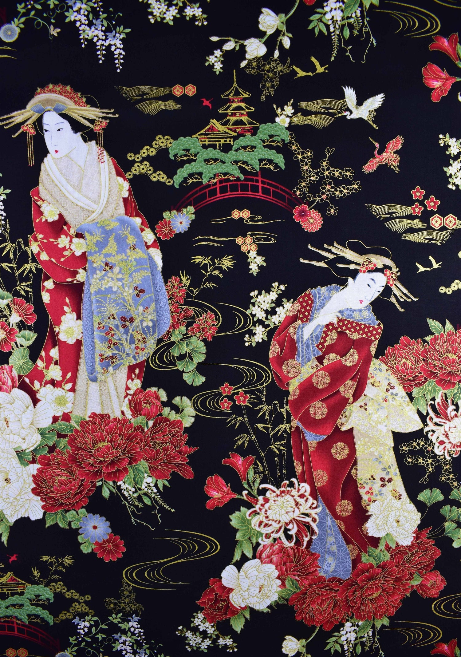 Japanese Geisha Quilting fabric, cotton fabric - Price by the Half Metre The Quilt Sanctuary