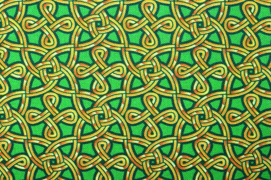 Emerald green Celtic fabric , Quilting fabric, cotton fabric, Pot O gold - Price by the Half Metre The Quilt Sanctuary