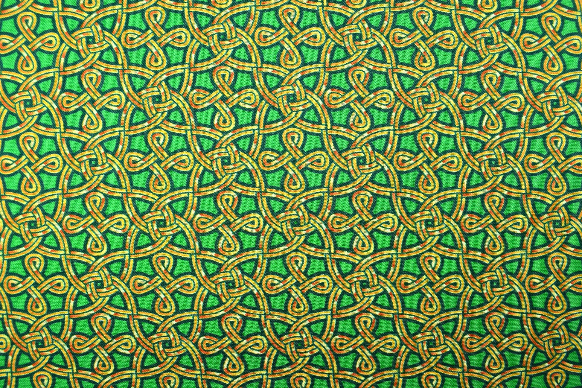 Emerald green Celtic fabric , Quilting fabric, cotton fabric, Pot O gold - Price by the Half Metre The Quilt Sanctuary