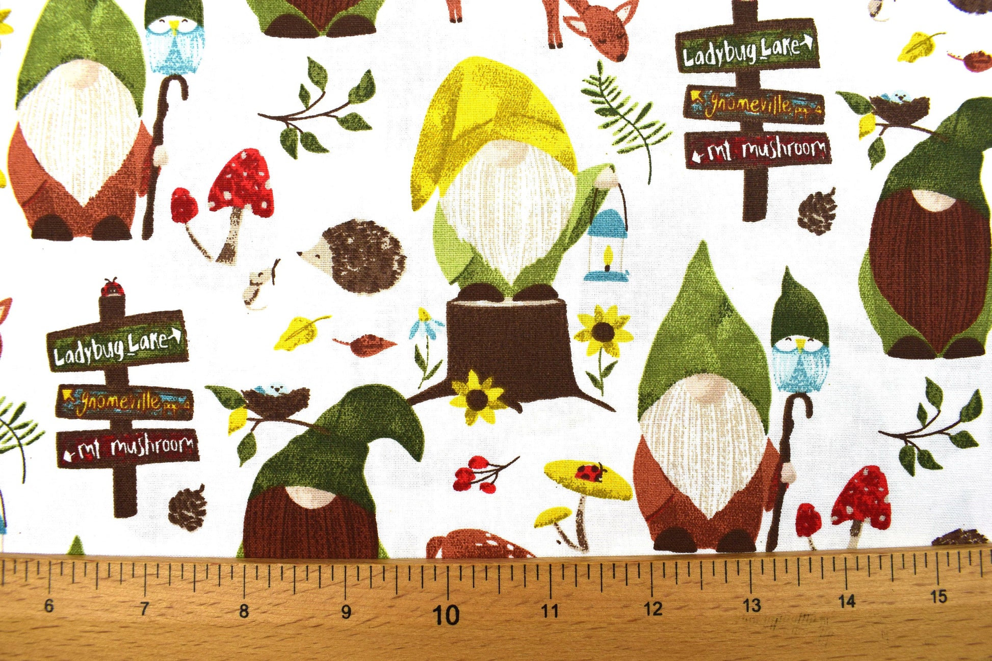 Gnome fabric, Quilting fabric, cotton fabric, you light my way Gnome - Price by the Half Metre The Quilt Sanctuary