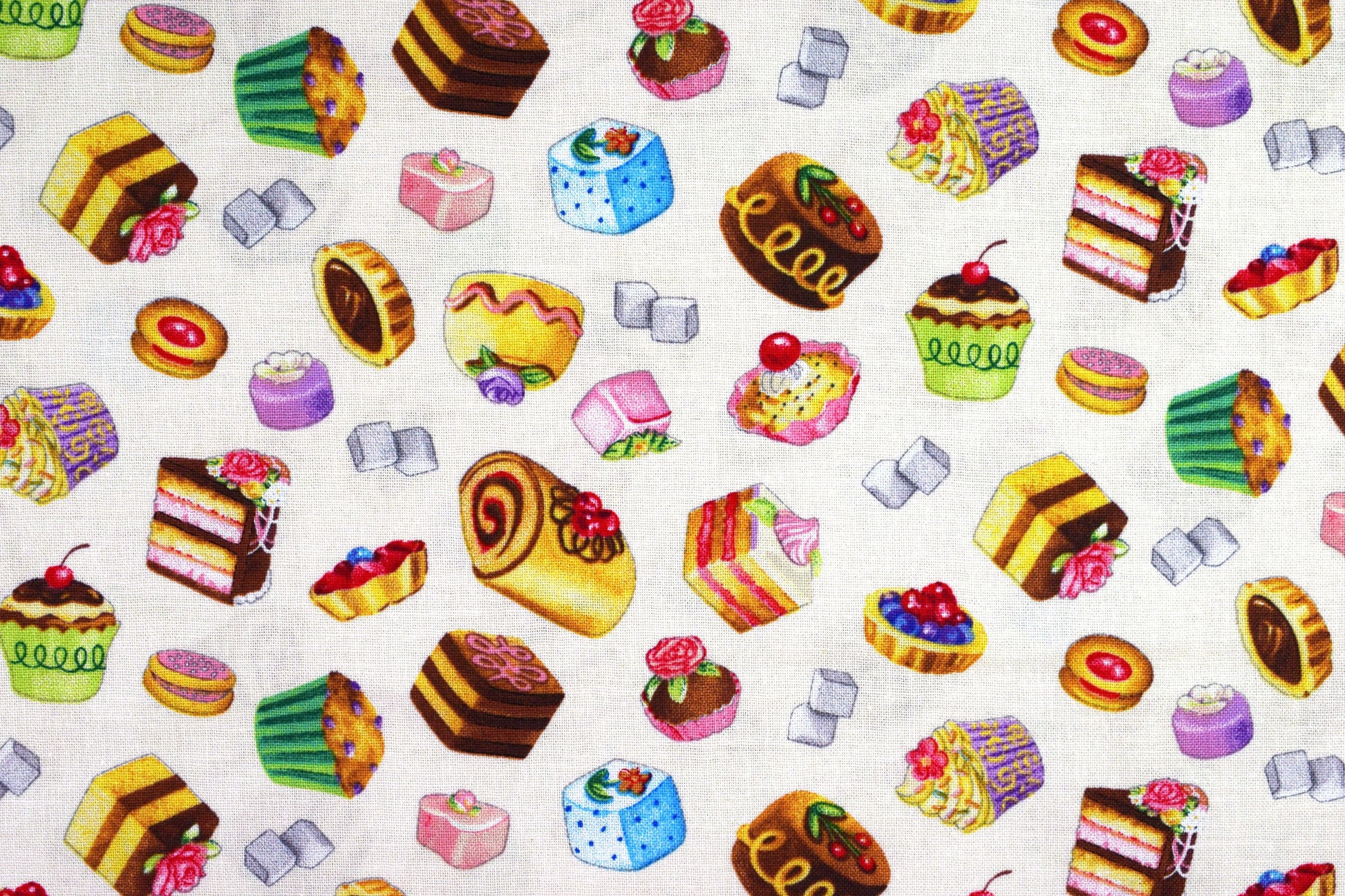 cake quilting fabric, baking fabric, Cotton Fabric, fancy tea - Price by the Half Metre The Quilt Sanctuary