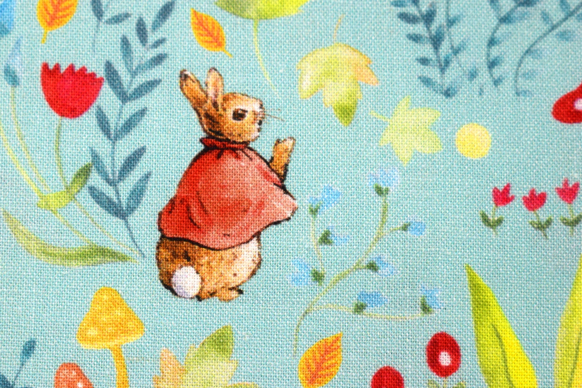 Peter Rabbit fabric, Organic Cotton Quilting Fabric, among the toadstools, Beatrix Potter - Price by the Half Metre The Quilt Sanctuary