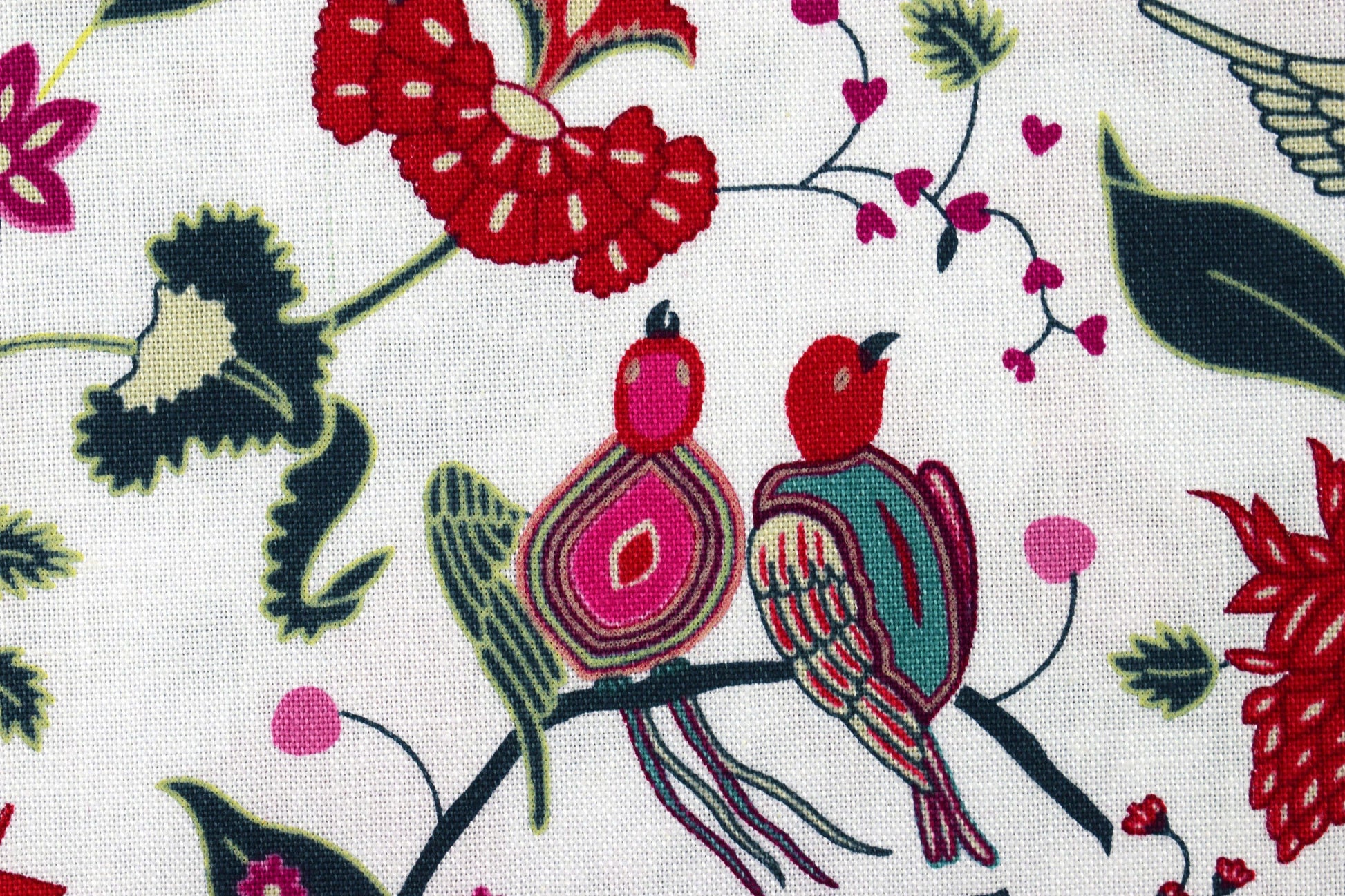 Indian love birds fabric, Organic Cotton Quilting Fabric, Indian summer - Price by the Half Metre The Quilt Sanctuary