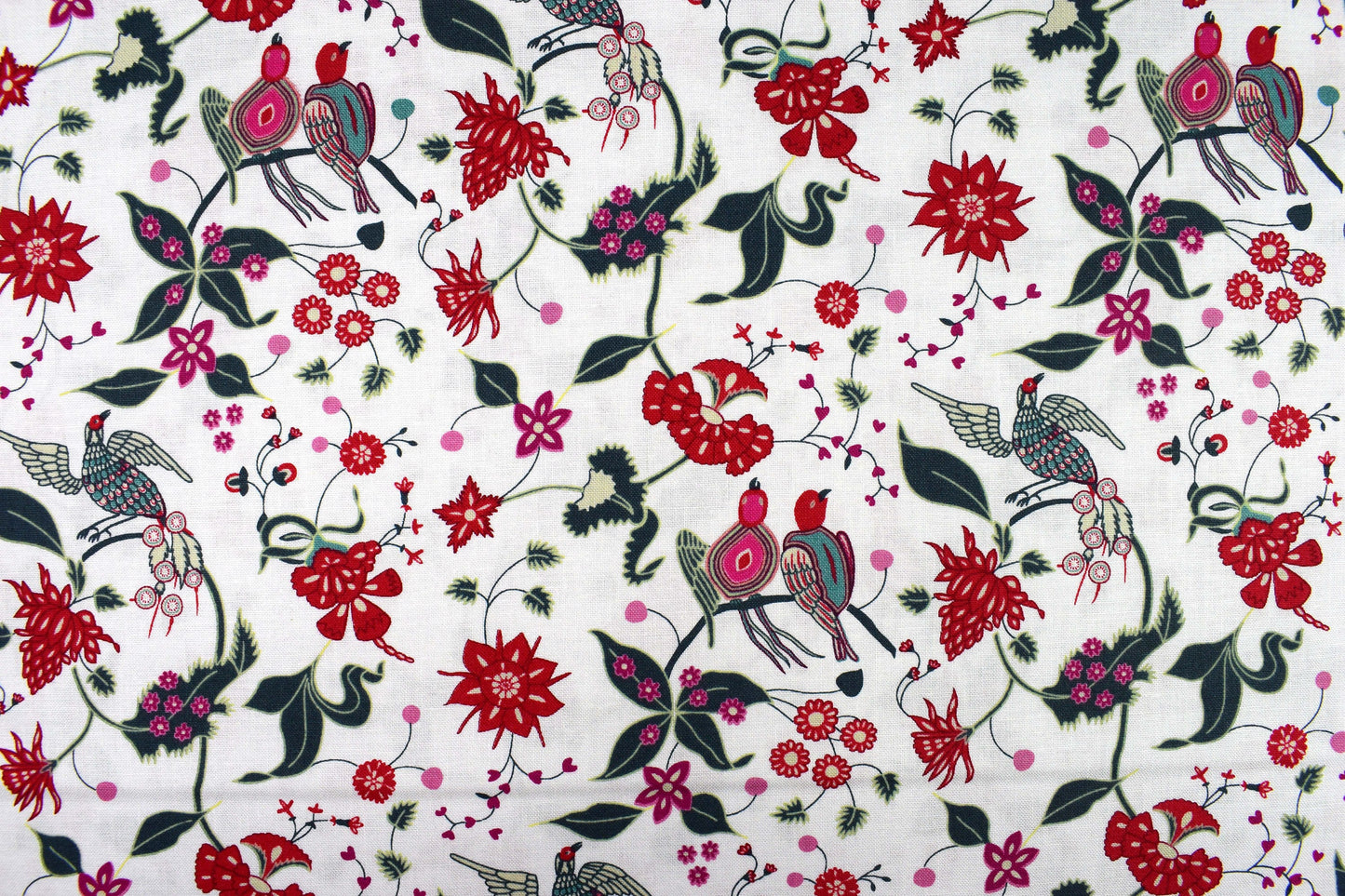 Indian love birds fabric, Organic Cotton Quilting Fabric, Indian summer - Price by the Half Metre The Quilt Sanctuary