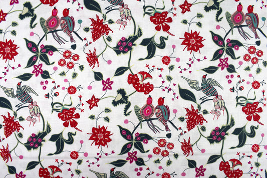 Indian love birds fabric, Organic Cotton Quilting Fabric, Indian summer - Price by the Half Metre The Quilt Sanctuary
