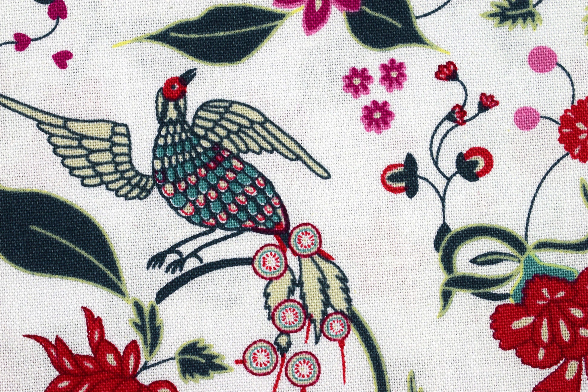 Indian love birds fabric, Organic Cotton Quilting Fabric, Indian summer - Price by the Half Metre The Quilt Sanctuary