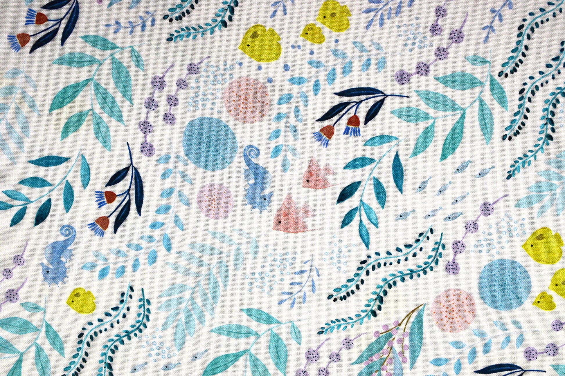 seaweed Fabric, Quilting fabric, Seahorse, corals, angel fish, under the sea by Dear Stella, price by the half metre The Quilt Sanctuary