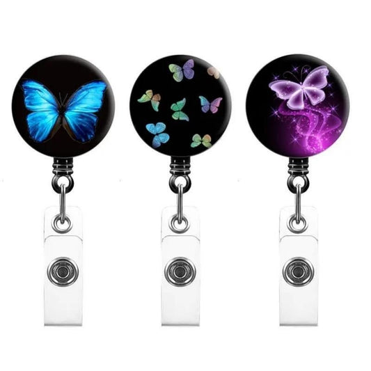 Butterfly Retractable badge holder, retractable lanyard, retractable reel, scissor minder, crocodile clip, badge reels The Quilt Sanctuary