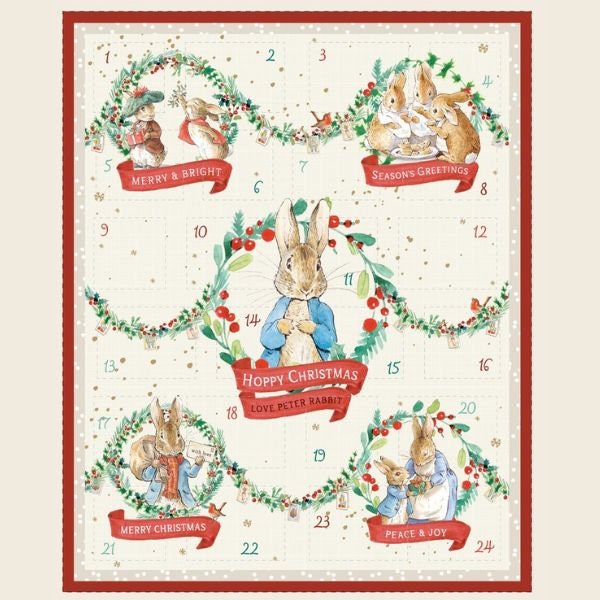 Peter Rabbit fabric advent calendar panel, re-usable advent calendar The Quilt Sanctuary