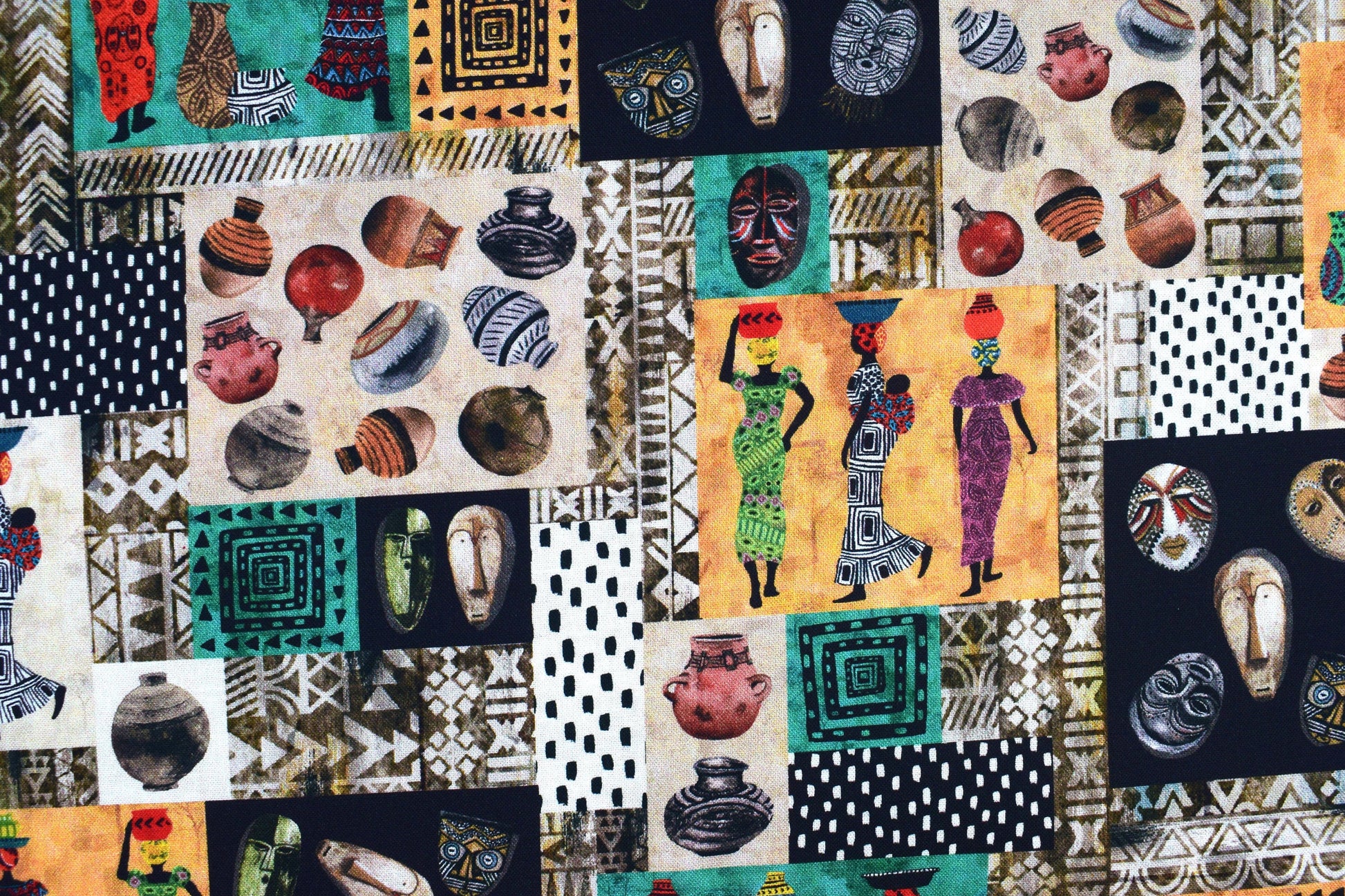Tribal patchwork, African fabric, African Women Quilting fabric, cotton fabric - Price by the Half Metre The Quilt Sanctuary
