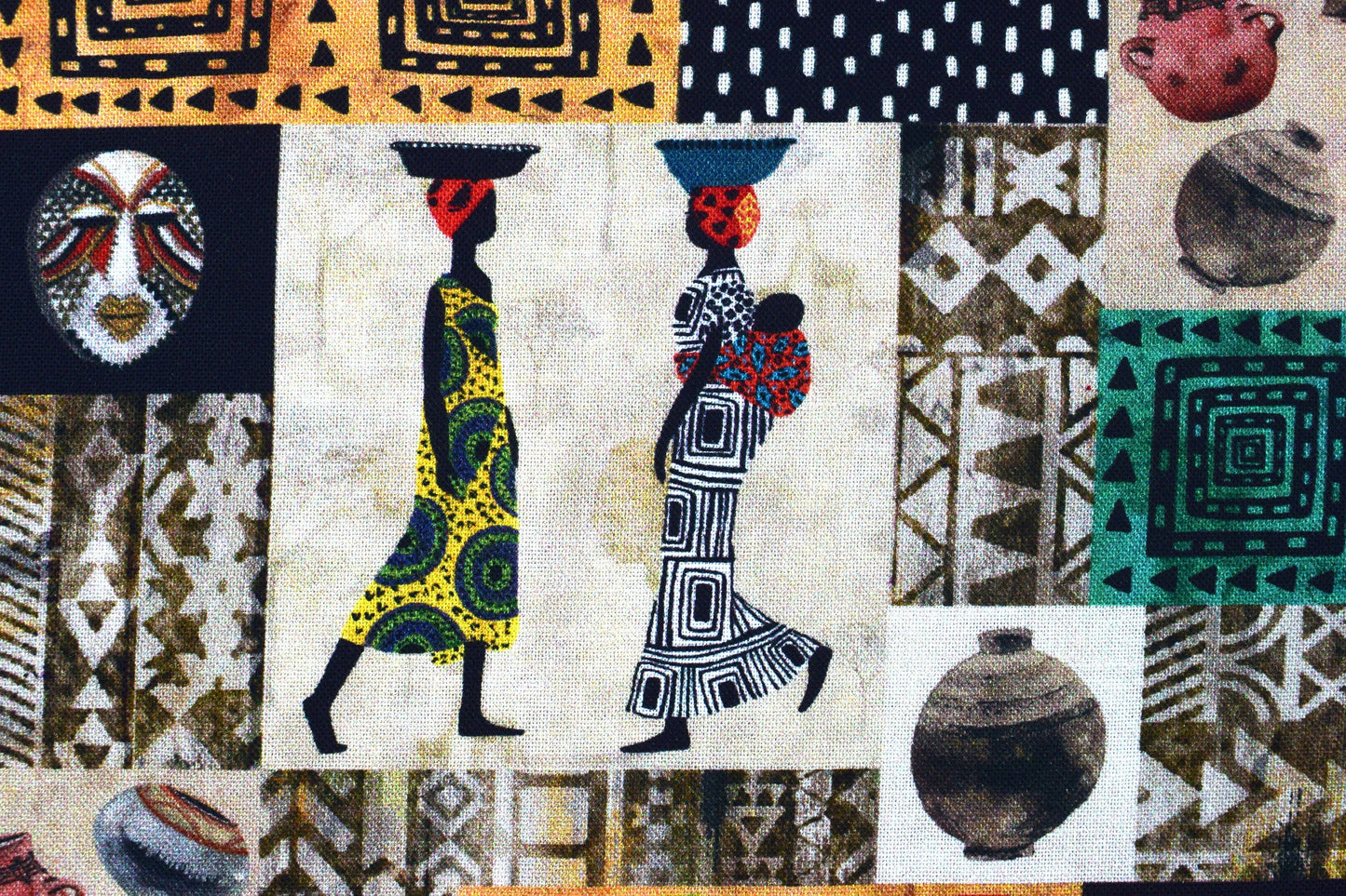 Tribal patchwork, African fabric, African Women Quilting fabric, cotton fabric - Price by the Half Metre The Quilt Sanctuary