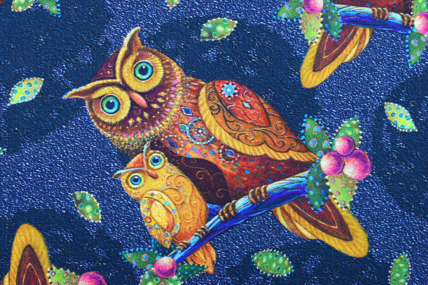 Owl Fabric, quilting fabric, opulent owls, owlets fabric Price by the Half Metre The Quilt Sanctuary