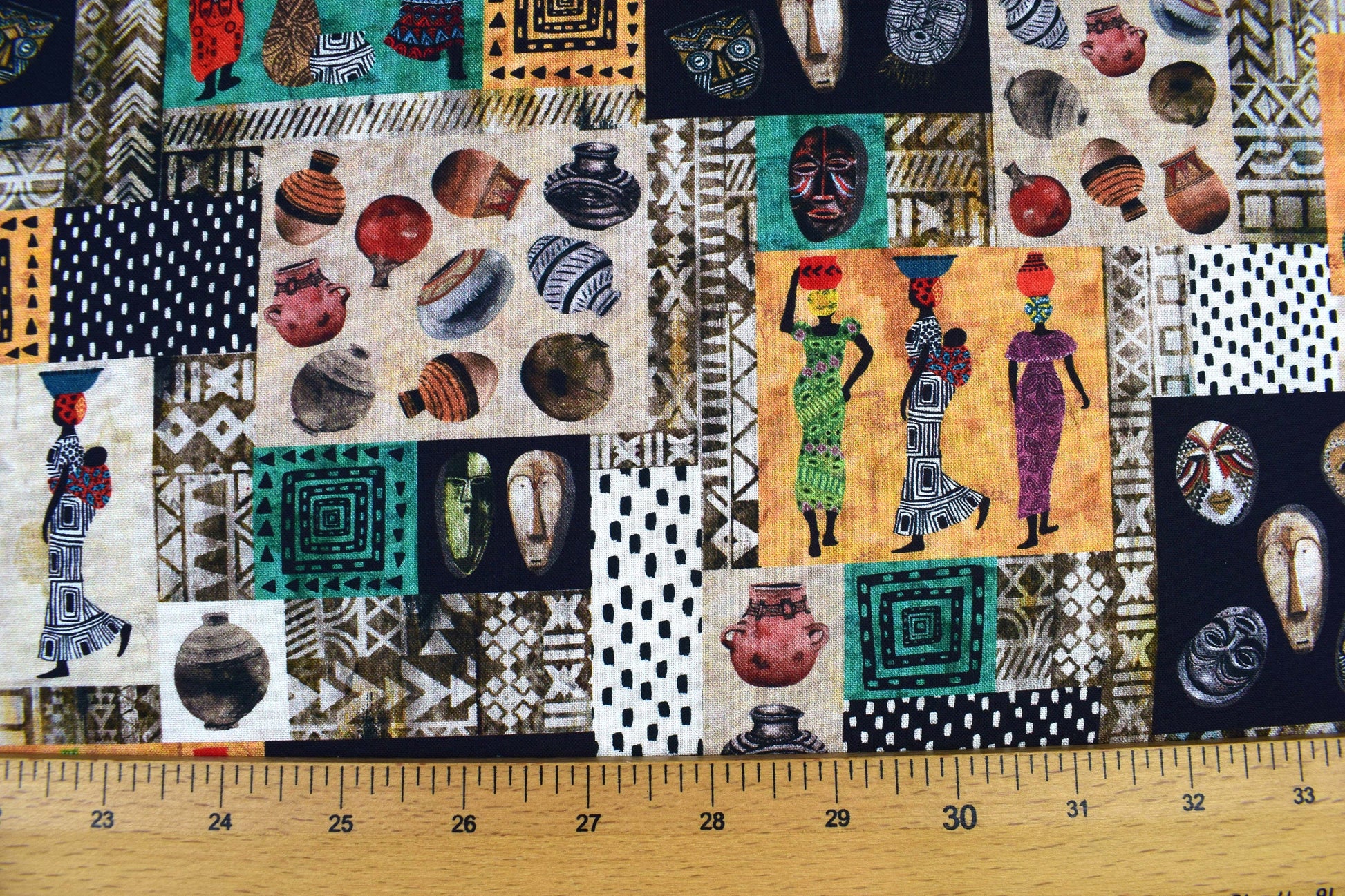 Tribal patchwork, African fabric, African Women Quilting fabric, cotton fabric - Price by the Half Metre The Quilt Sanctuary