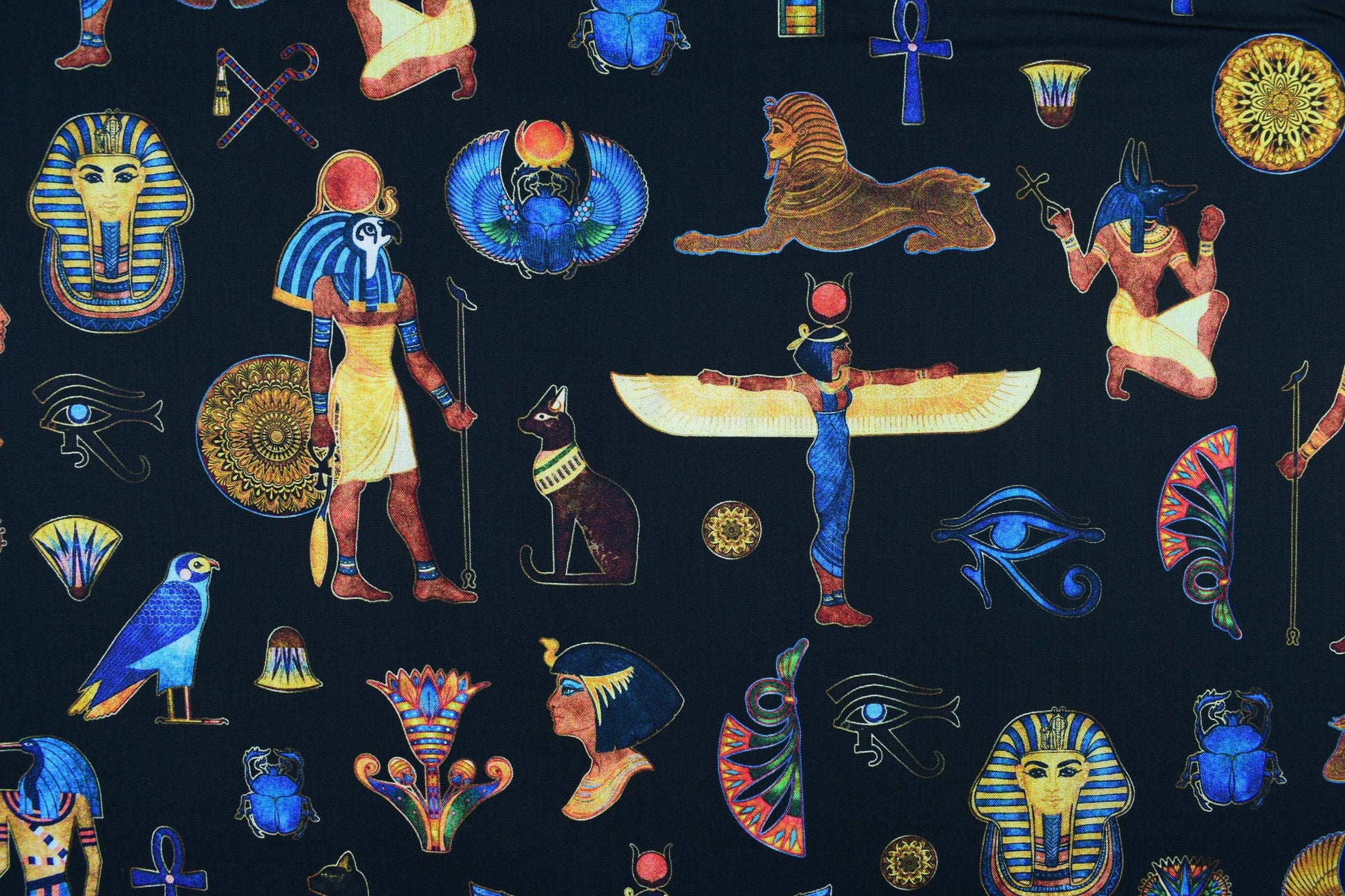 Egyptian Gods and Pharaohs, Quilting fabric, cotton fabric, quilting treasures, Dan Morris - Price by the Half Metre The Quilt Sanctuary