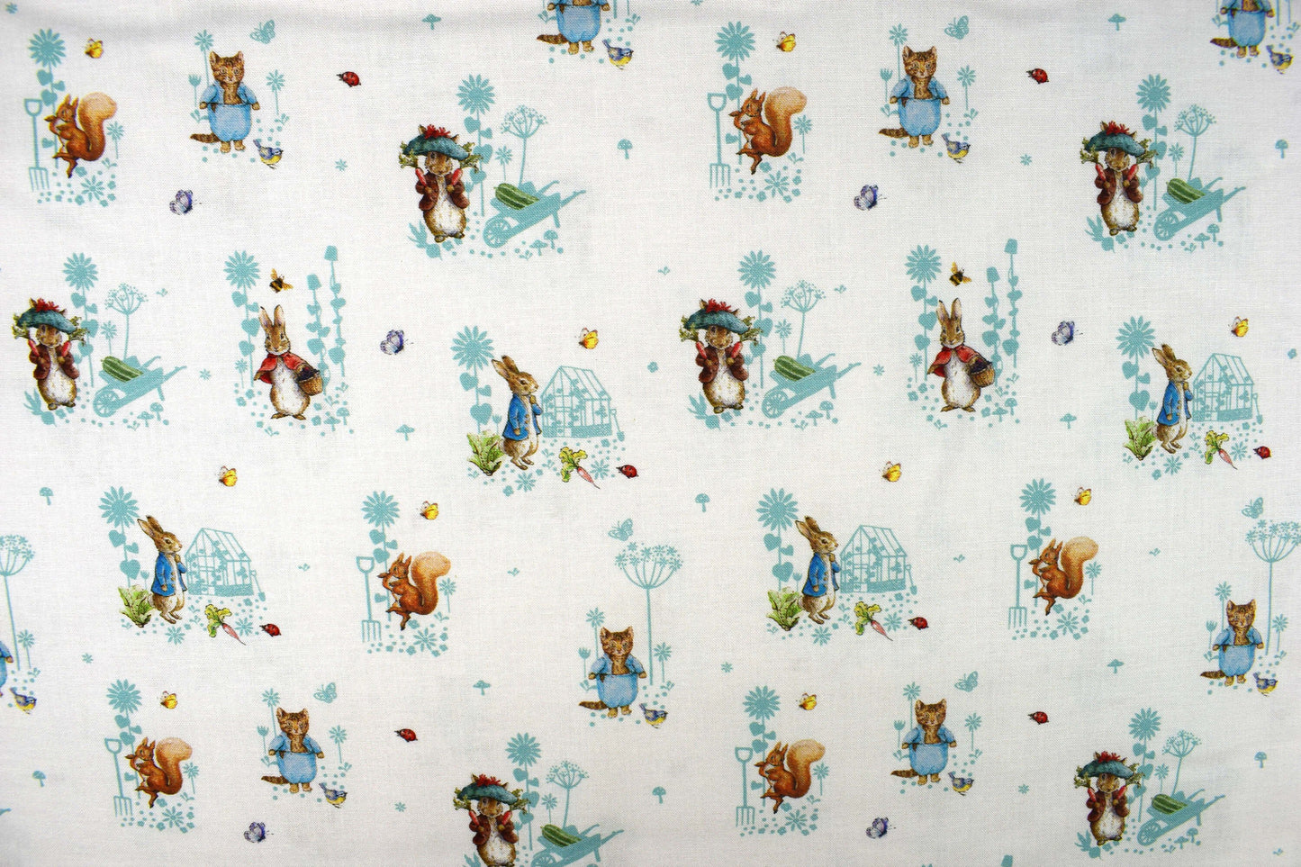 Benjamin Bunny fabric, Peter Rabbit fabric, Organic Cotton Quilting Fabric, Beatrix Potter - Price by the Half Metre The Quilt Sanctuary