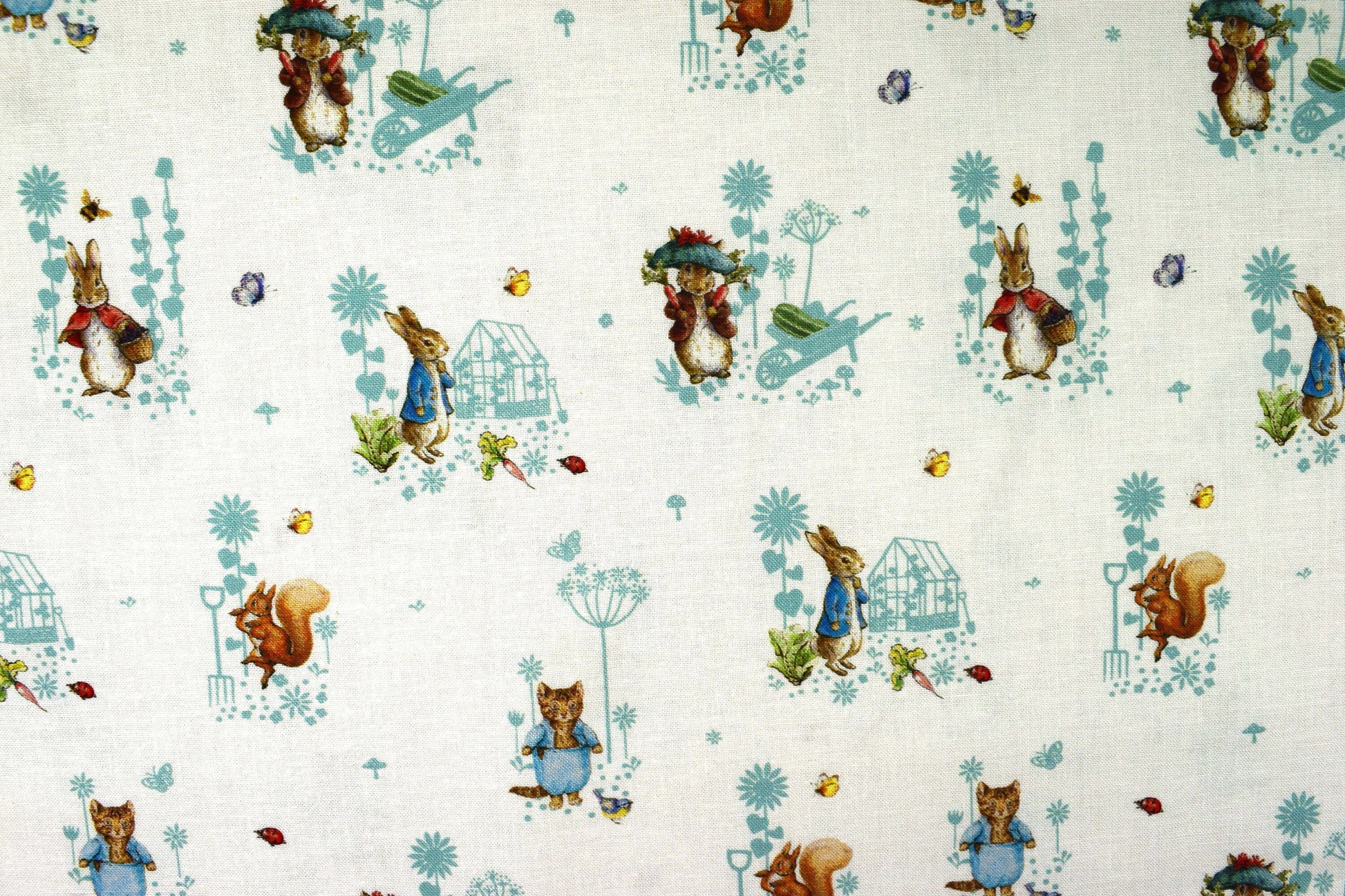 Benjamin Bunny fabric, Peter Rabbit fabric, Organic Cotton Quilting Fabric, Beatrix Potter - Price by the Half Metre The Quilt Sanctuary