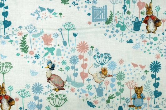 Jemima Puddleduck fabric, Peter Rabbit fabric, Organic Cotton Quilting Fabric, Beatrix Potter - Price by the Half Metre The Quilt Sanctuary