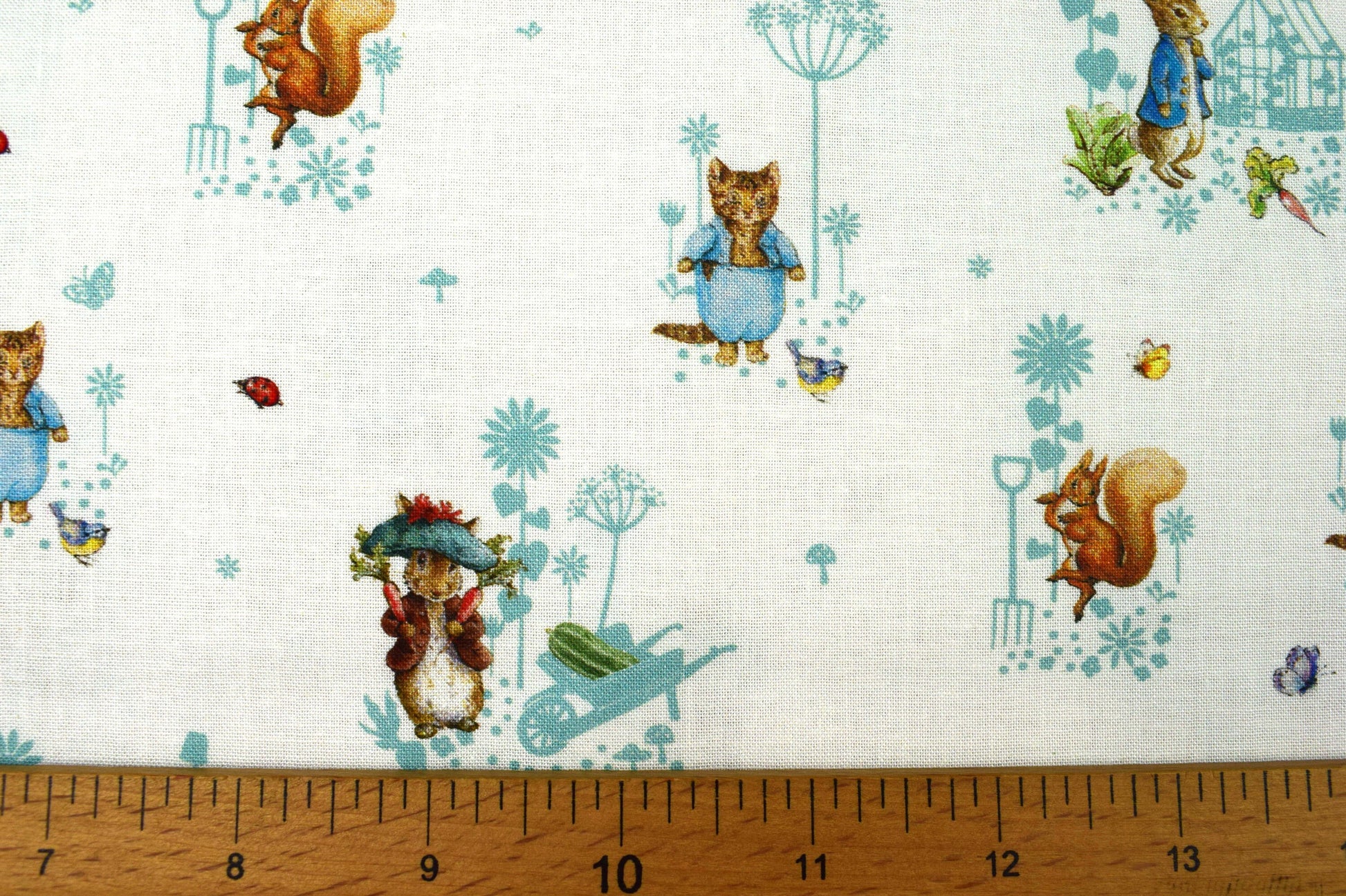 Benjamin Bunny fabric, Peter Rabbit fabric, Organic Cotton Quilting Fabric, Beatrix Potter - Price by the Half Metre The Quilt Sanctuary