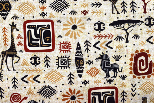 African Tribal fabric, African Animal Quilting fabric, cotton fabric - Price by the Half Metre The Quilt Sanctuary
