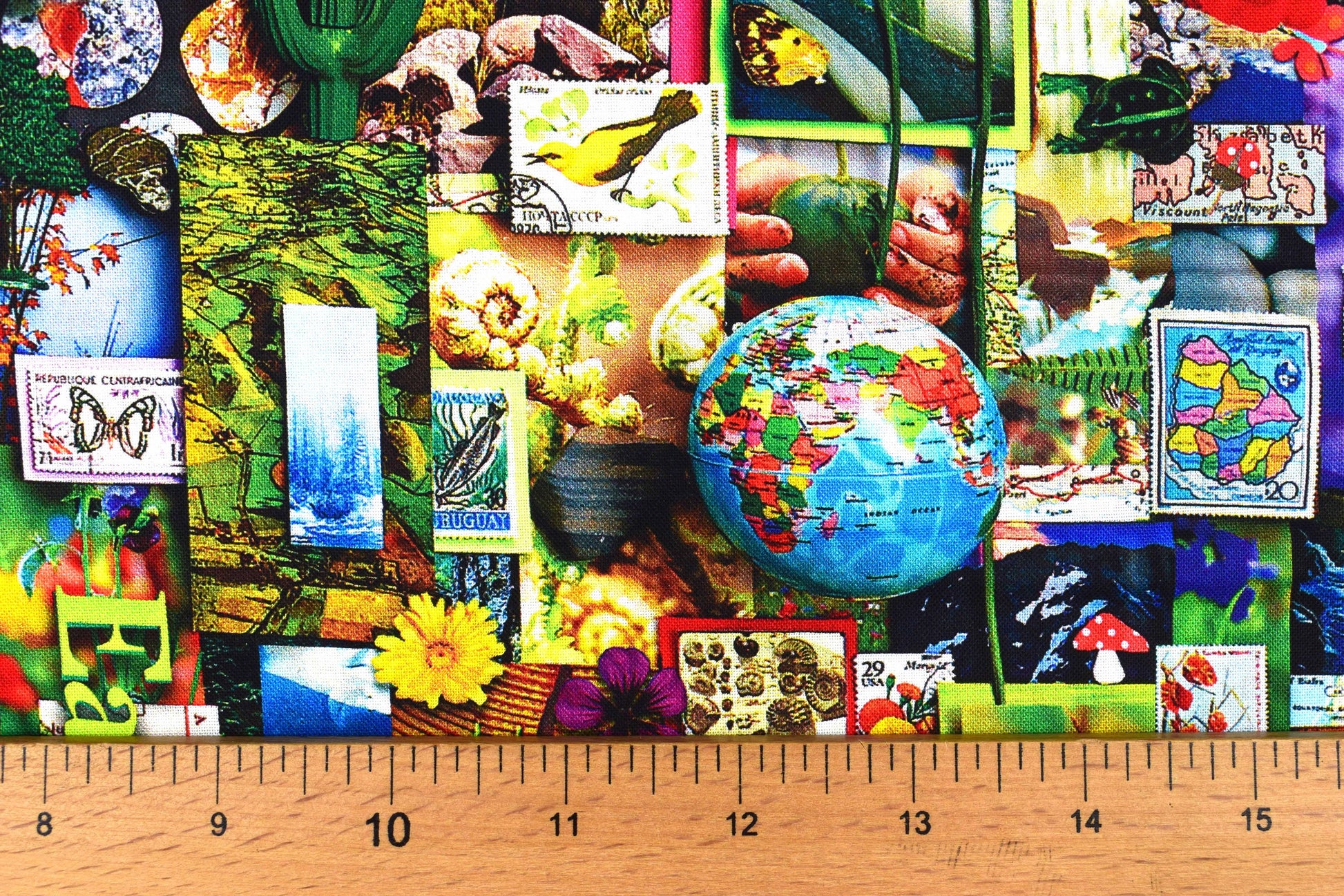 Earth collage quilting fabric, multi coloured collage board, cotton fabric Price by the Half Metre The Quilt Sanctuary