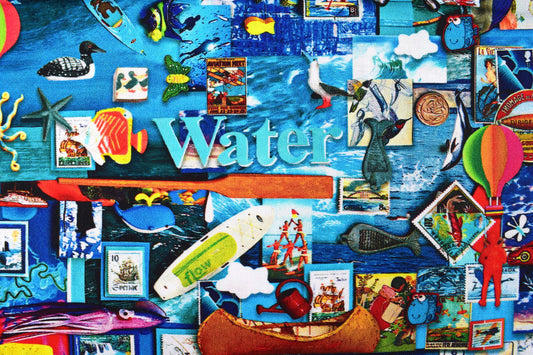 Water collage quilting fabric, water and Air collage board, cotton fabric Price by the Half Metre The Quilt Sanctuary