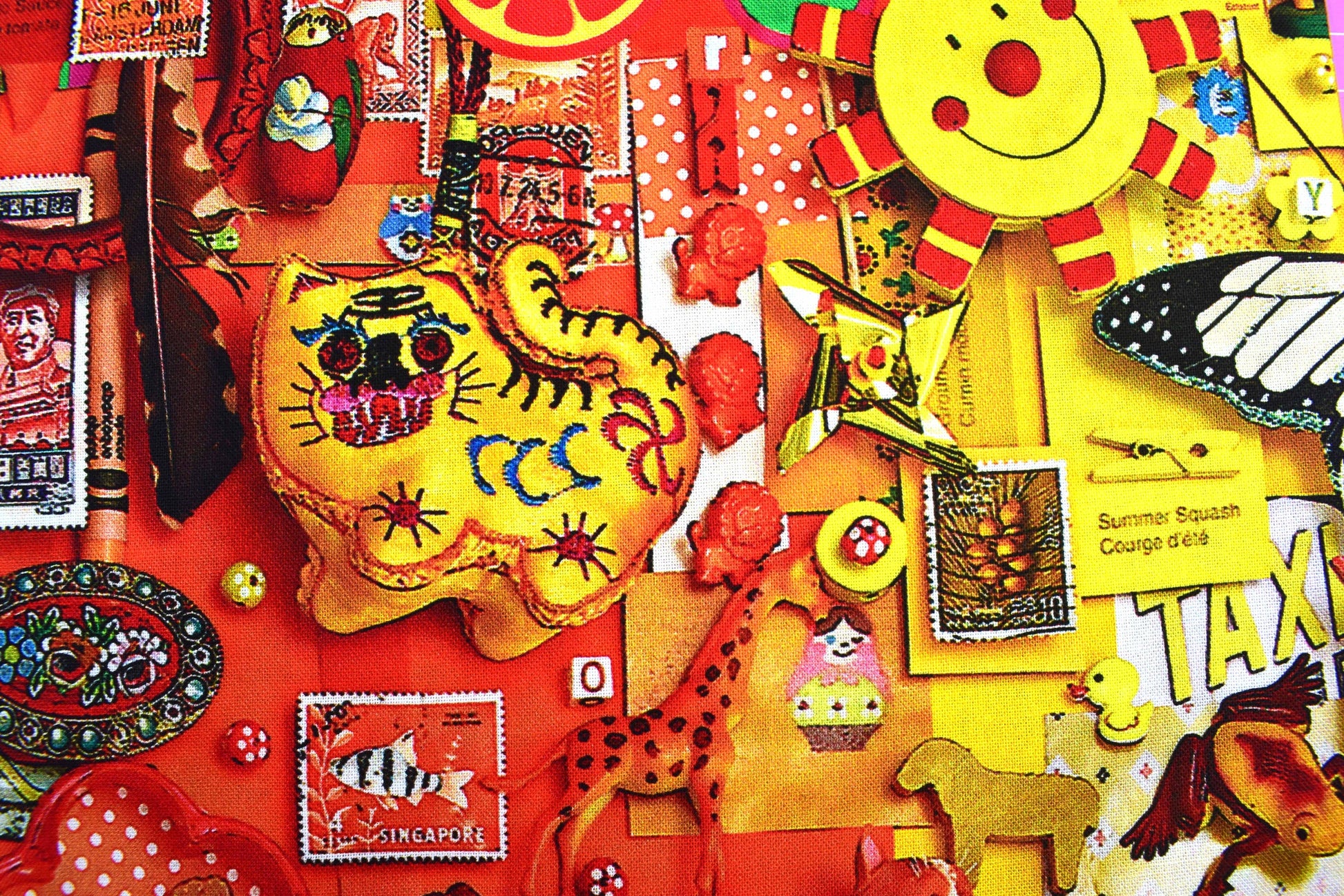 Rainbow collage quilting fabric, graduated colour collage board, cotton fabric Price by the Half Metre The Quilt Sanctuary